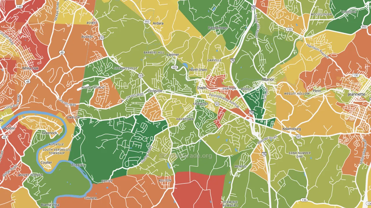 Irwin, PA Map of Arson Rates
