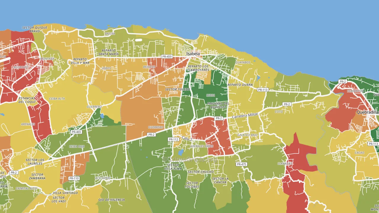 Isabela, PR Map of Arson Rates