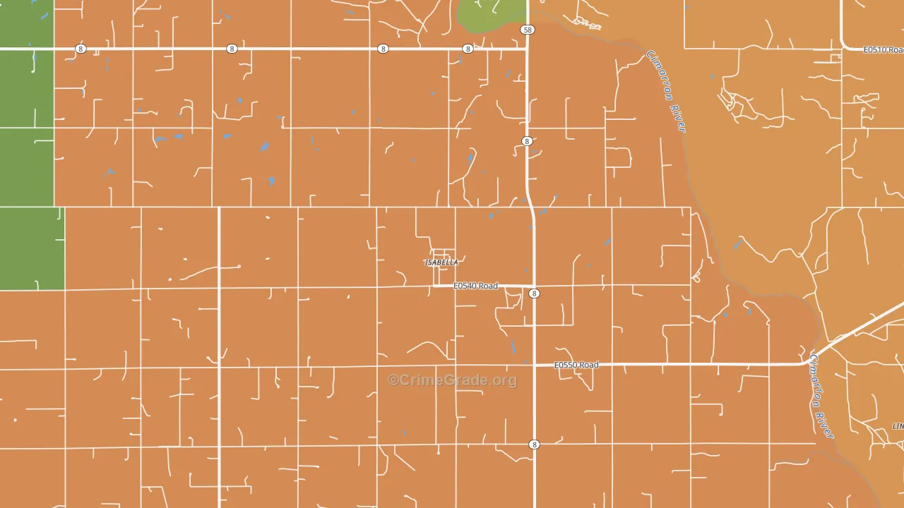 Isabella, OK Map of Arson Rates