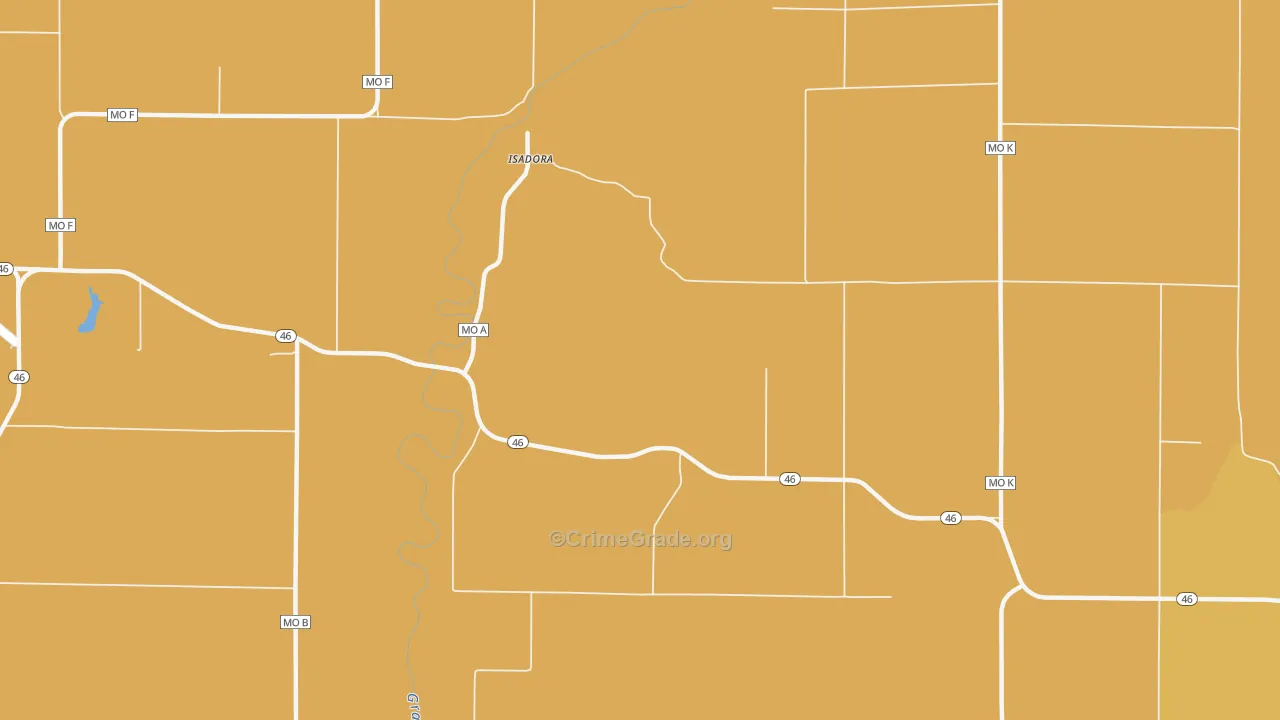 Isadora, MO Map of Arson Rates