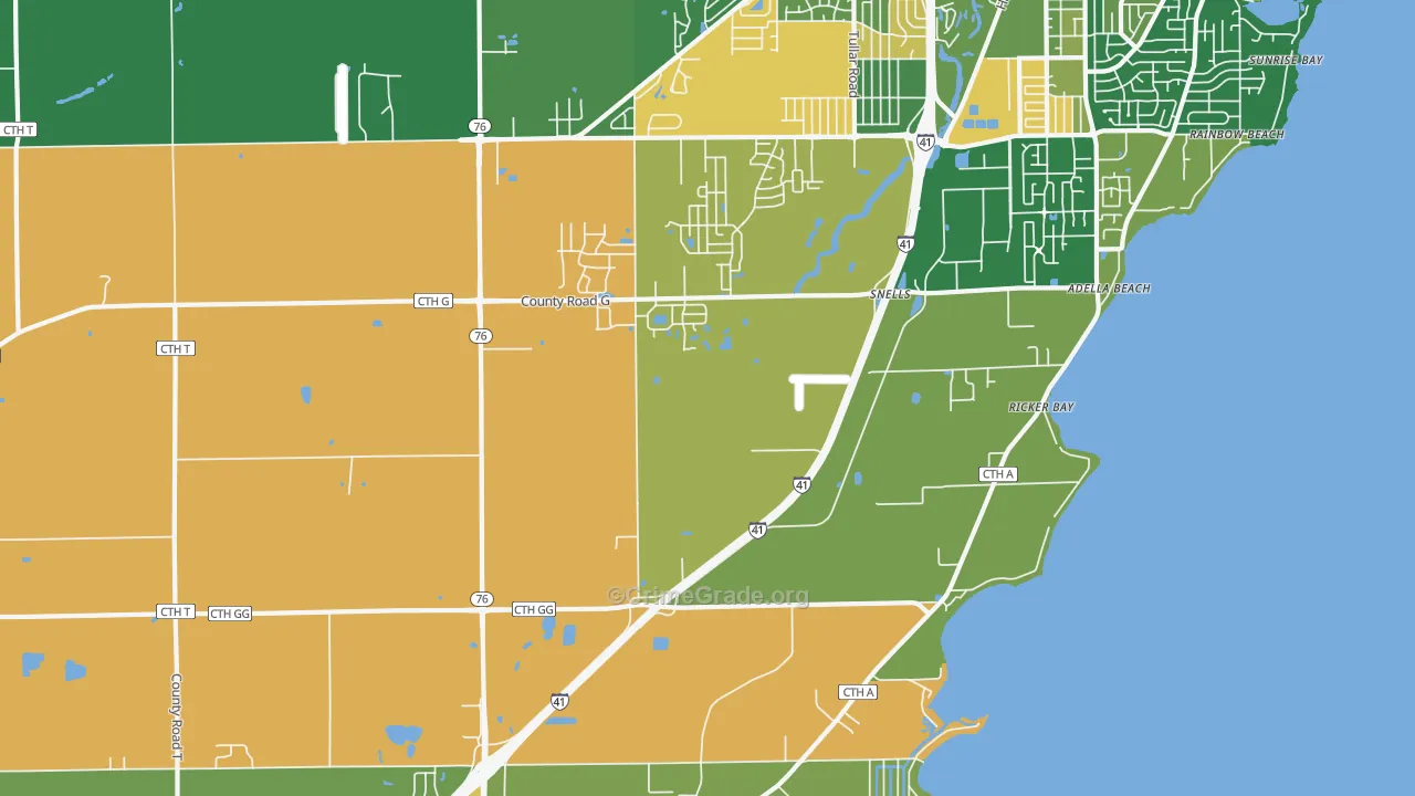 Island Beach, WI Map of Arson Rates