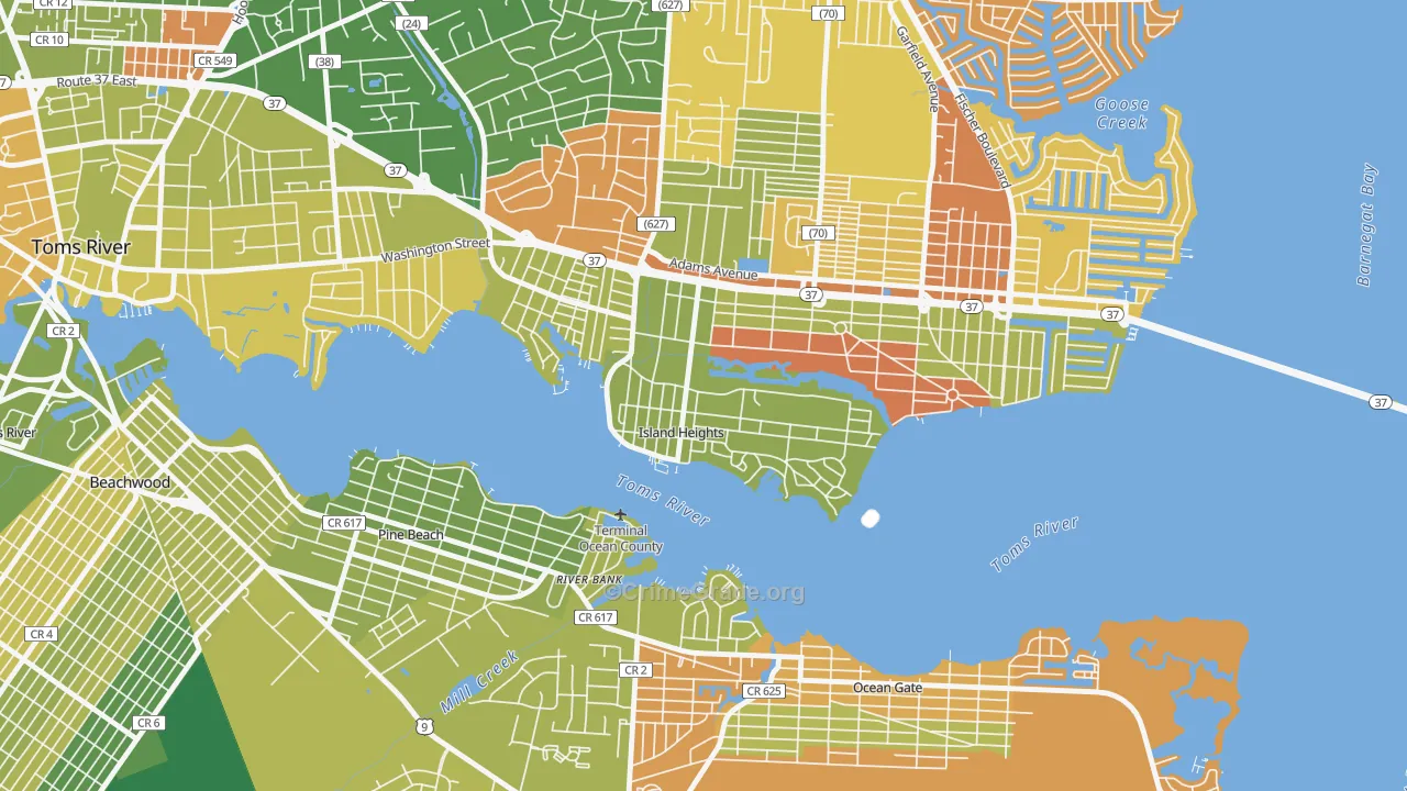Island Heights, NJ Map of Arson Rates