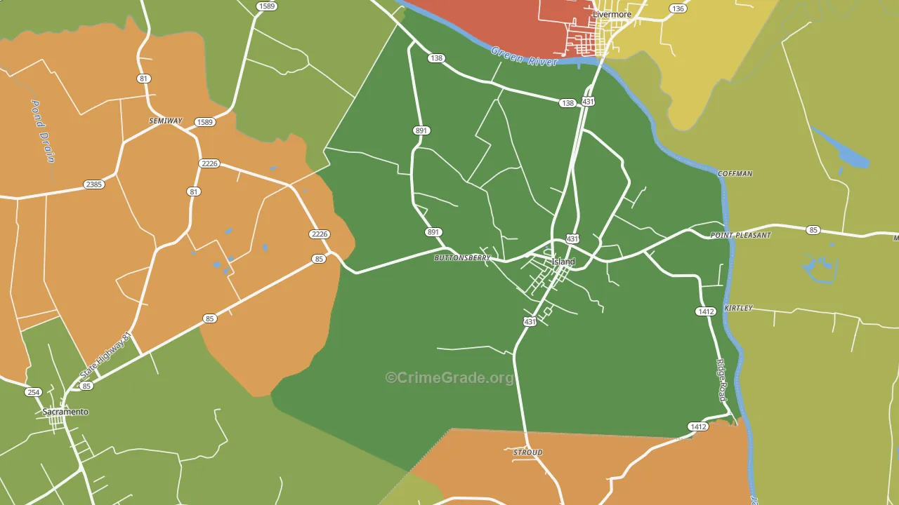 Island, KY Map of Arson Rates