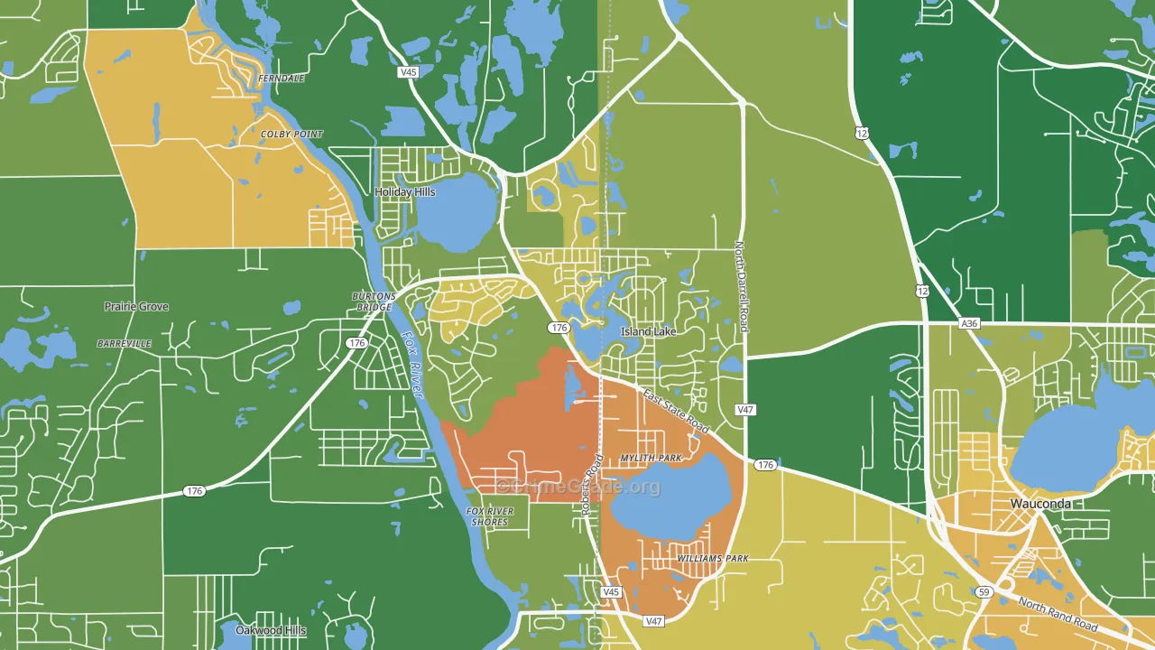 Island Lake, IL Map of Arson Rates