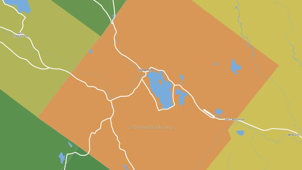 Island Pond, VT Map of Arson Rates