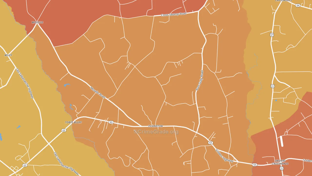 Islandton, SC Map of Arson Rates