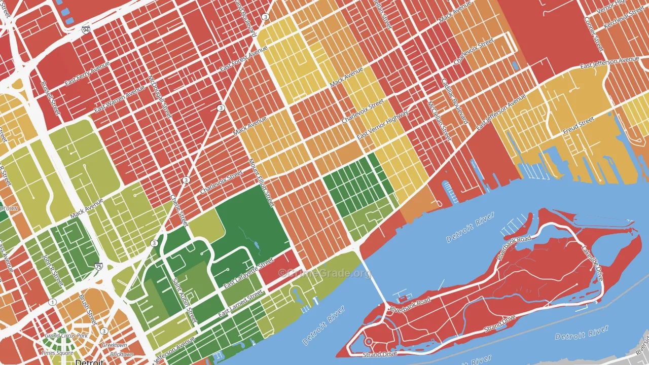 Islandview, Detroit, MI Map of Arson Rates