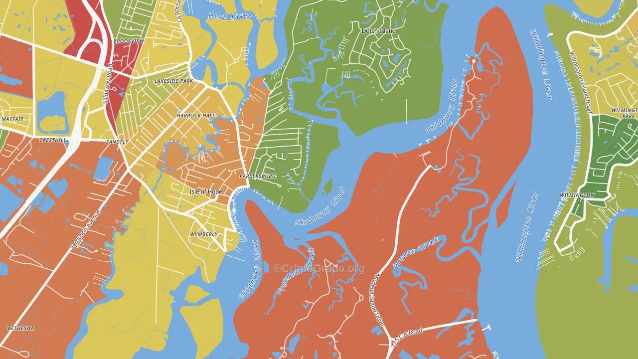 Isle of Hope, GA Map of Arson Rates