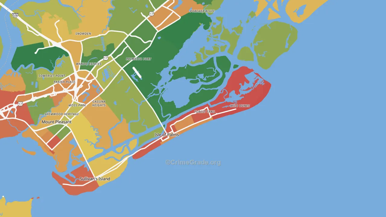 Isle Of Palms, SC Map of Arson Rates
