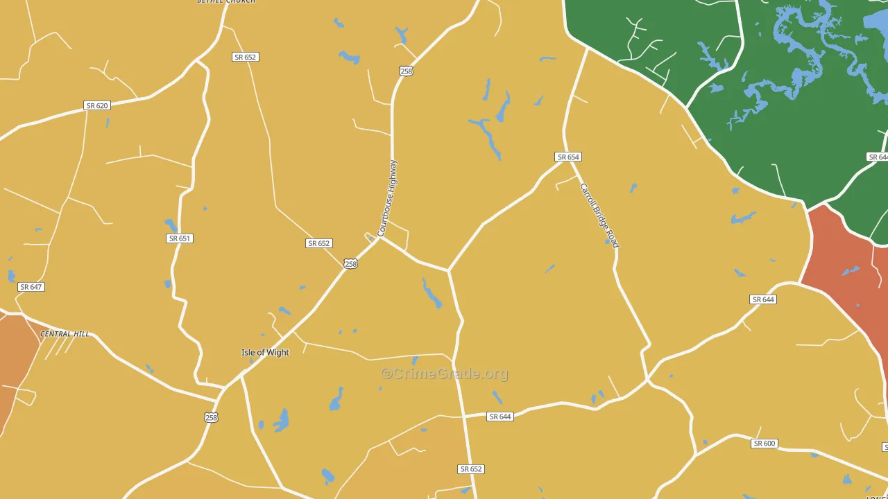 Isle of Wight, VA Map of Arson Rates