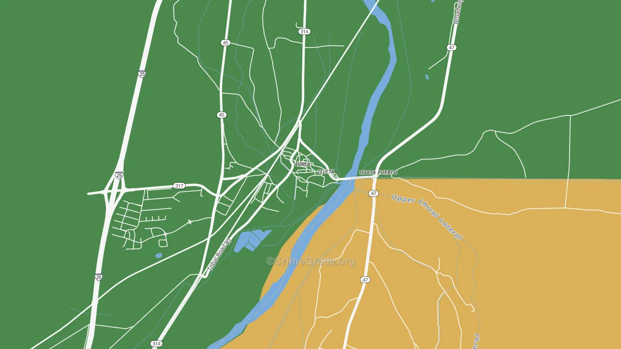Isleta Village Proper, NM Map of Arson Rates