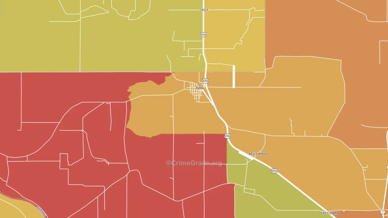 Isola, MS Map of Arson Rates