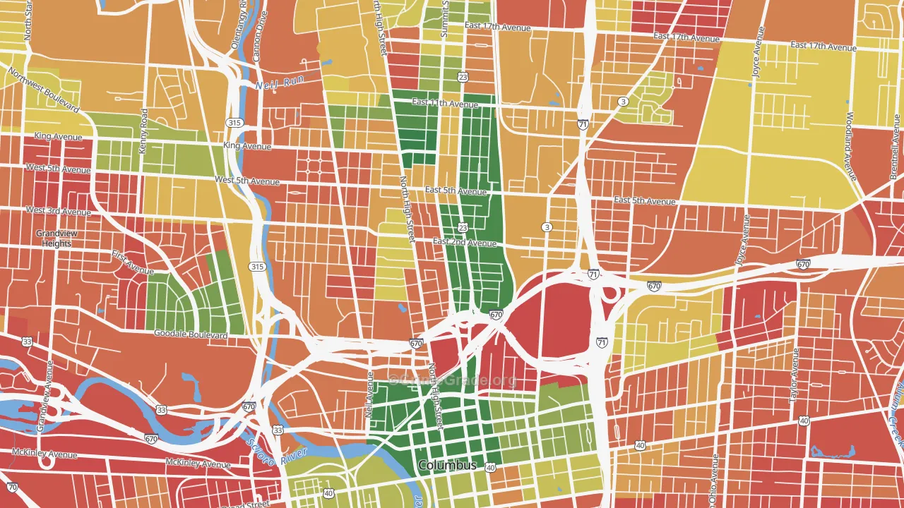Italian Village, Columbus, OH Map of Arson Rates