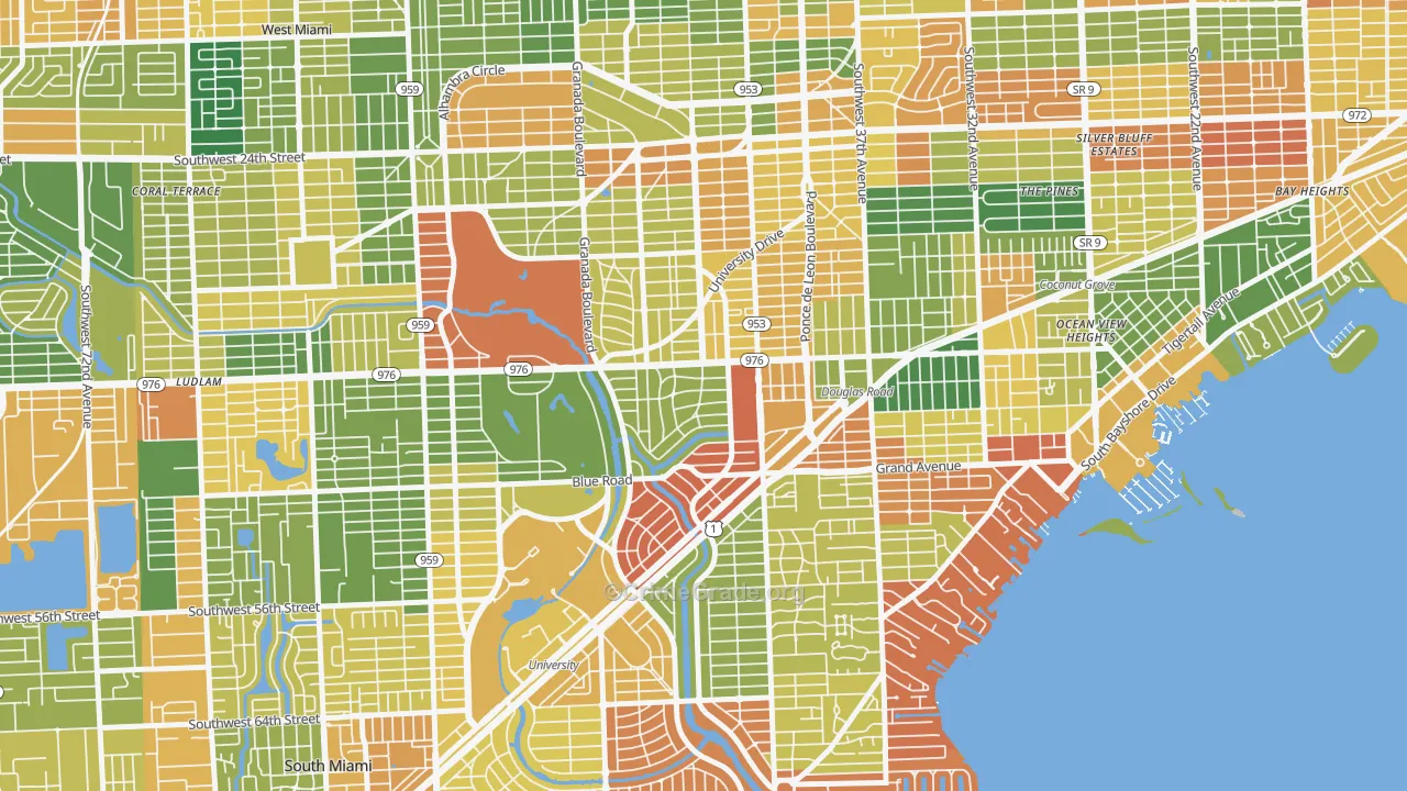 Italian Village, Coral Gables, FL Map of Arson Rates