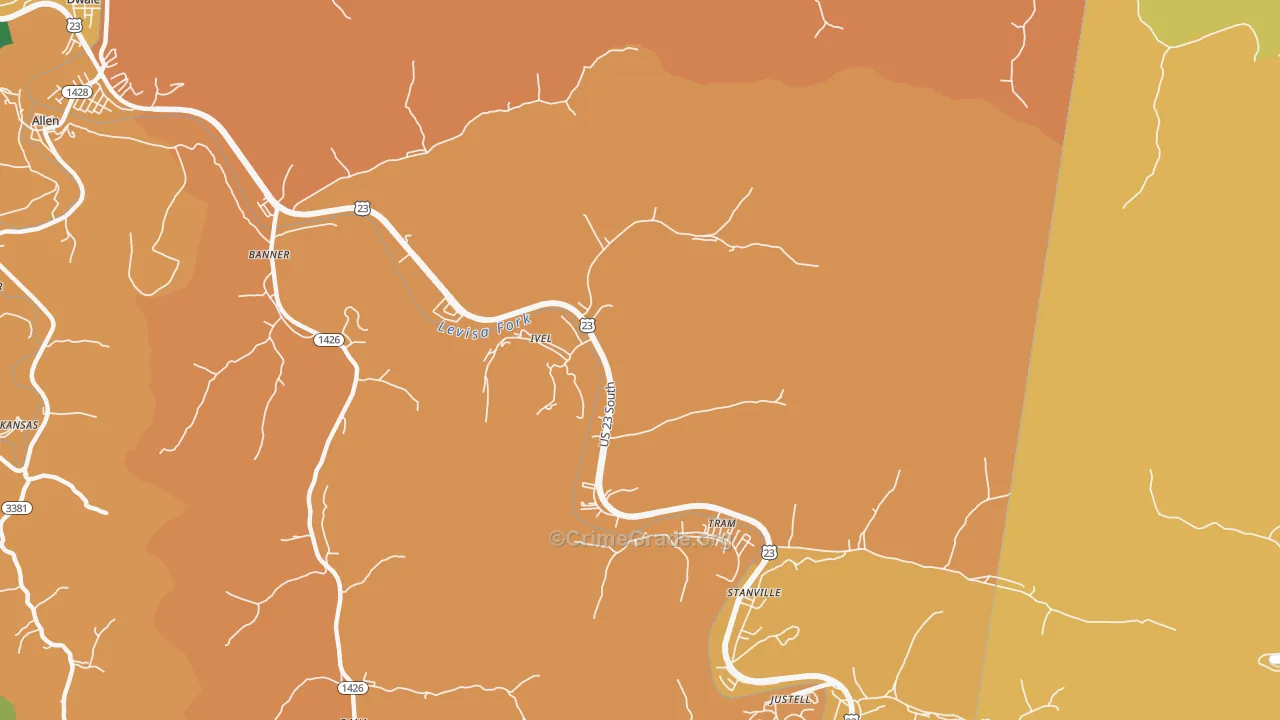 Ivel, KY Map of Arson Rates