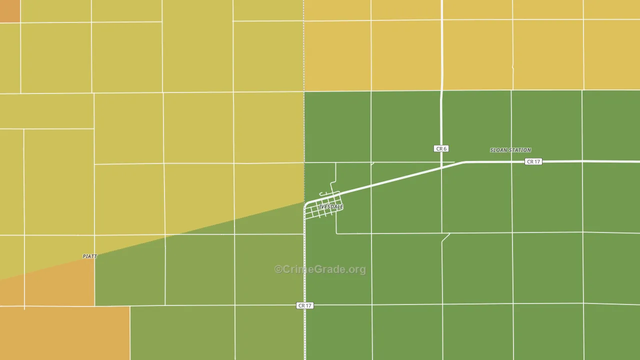 Ivesdale, IL Map of Arson Rates