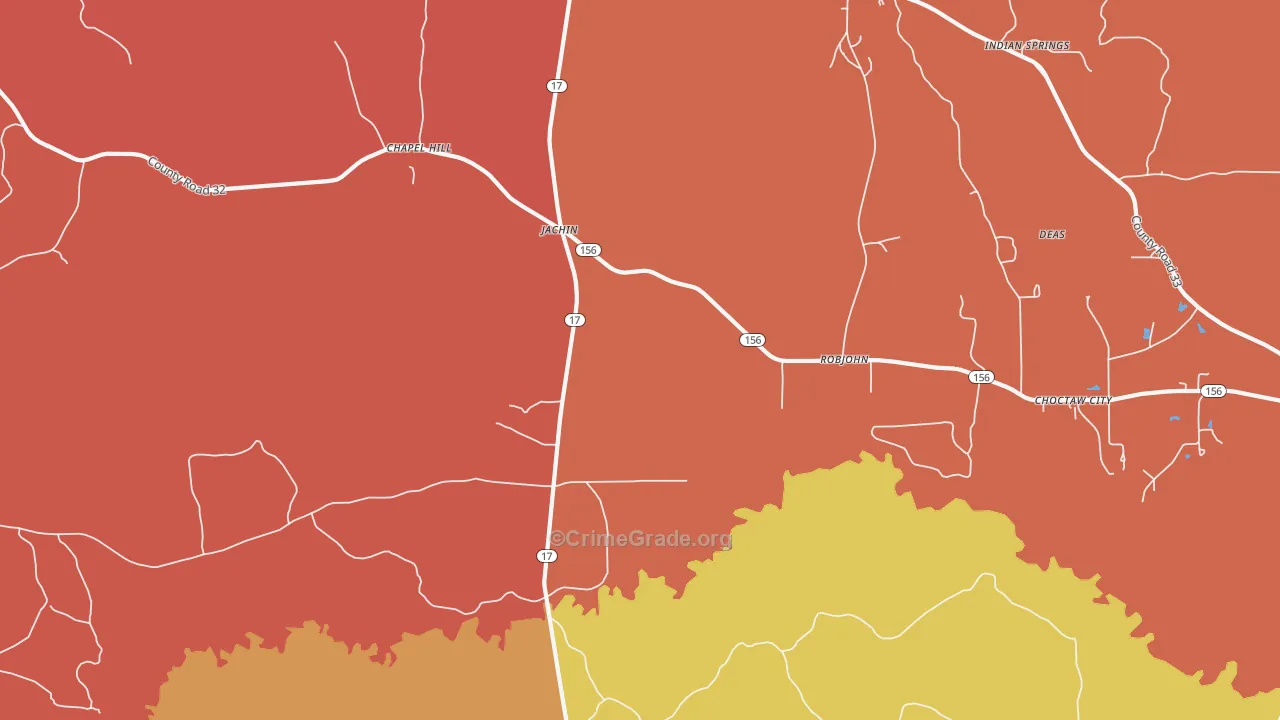 Jachin, AL Map of Arson Rates