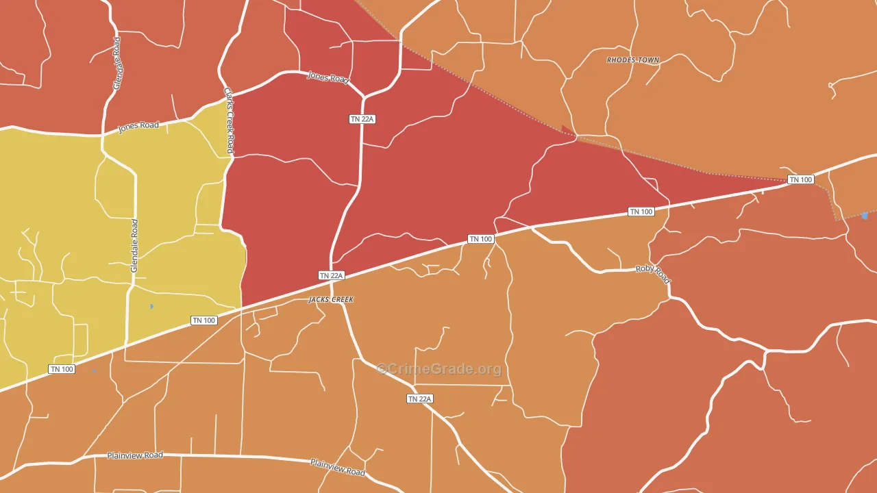 Jacks Creek, TN Map of Arson Rates