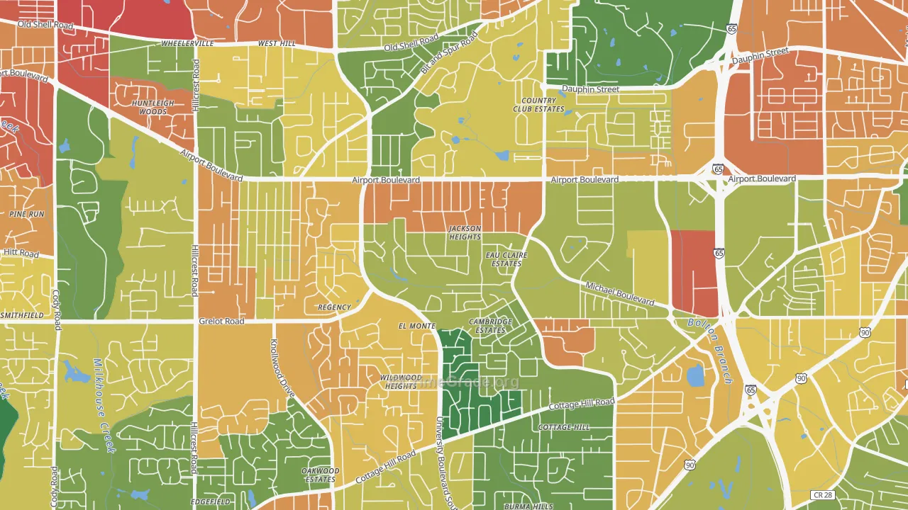 Jackson Heights, Mobile, AL Map of Arson Rates