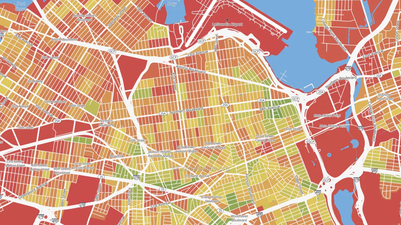 Jackson Heights-ny, Queens, NY Map of Arson Rates