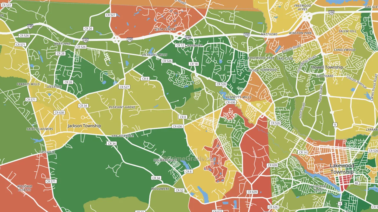 Jackson, NJ Map of Arson Rates