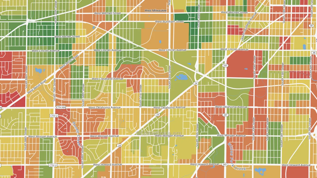 Jackson Park, Milwaukee, WI Map of Arson Rates