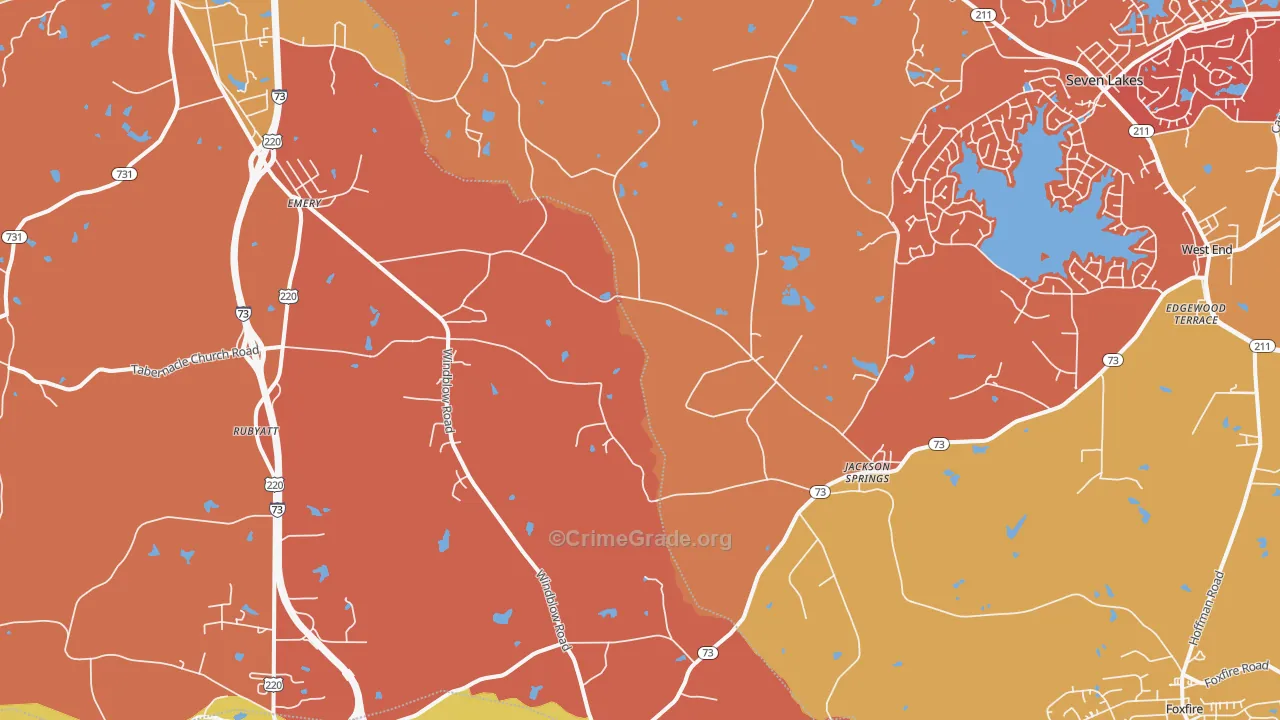 Jackson Springs, NC Map of Arson Rates