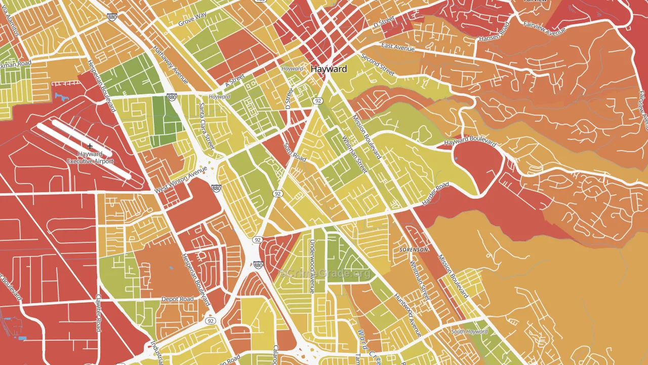 Jackson Triangle, Hayward, CA Map of Arson Rates