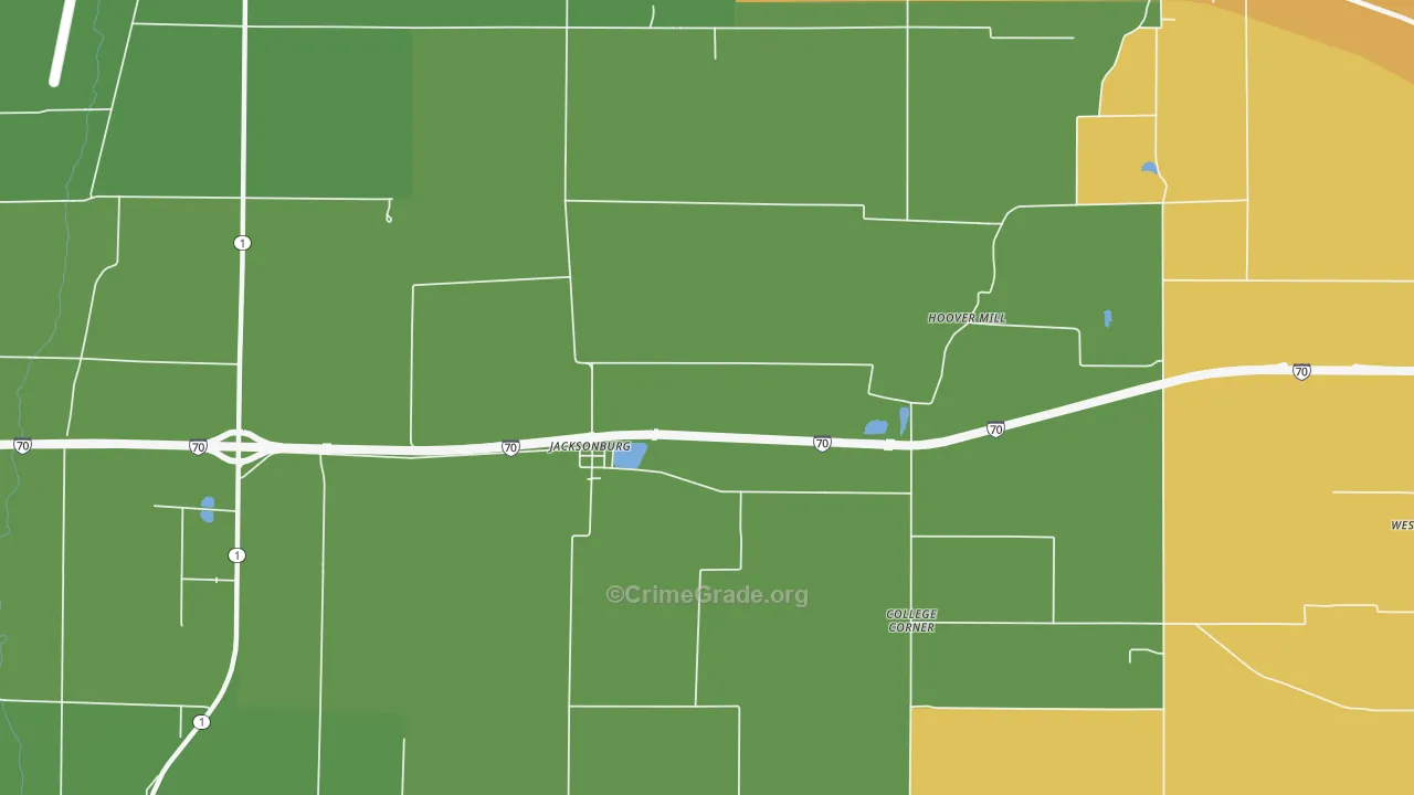 Jacksonburg, IN Map of Arson Rates
