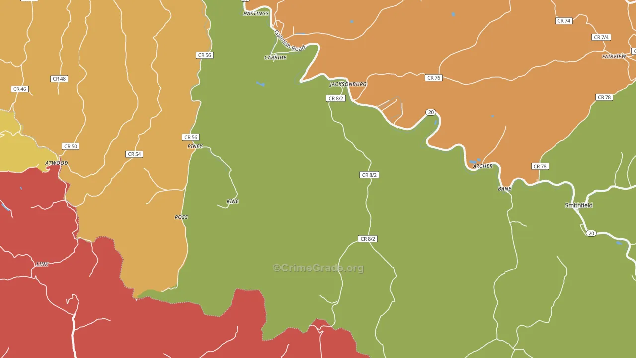 Jacksonburg, WV Map of Arson Rates