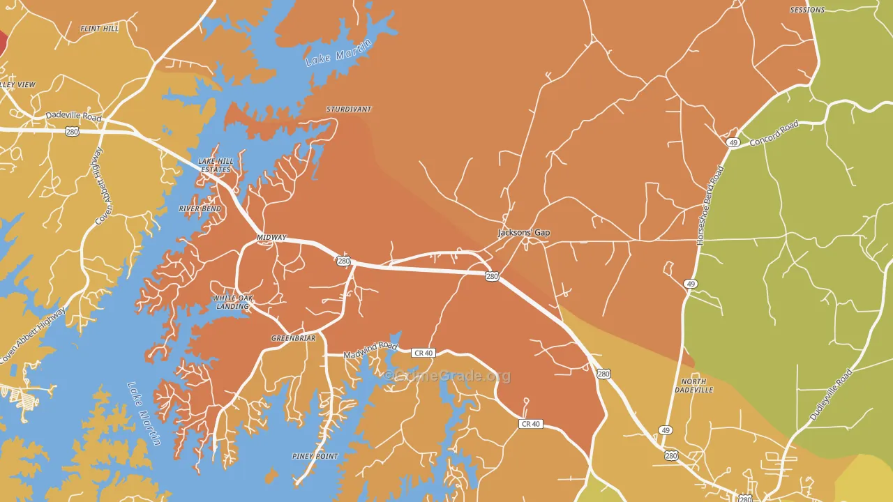 Jacksons' Gap, AL Map of Arson Rates