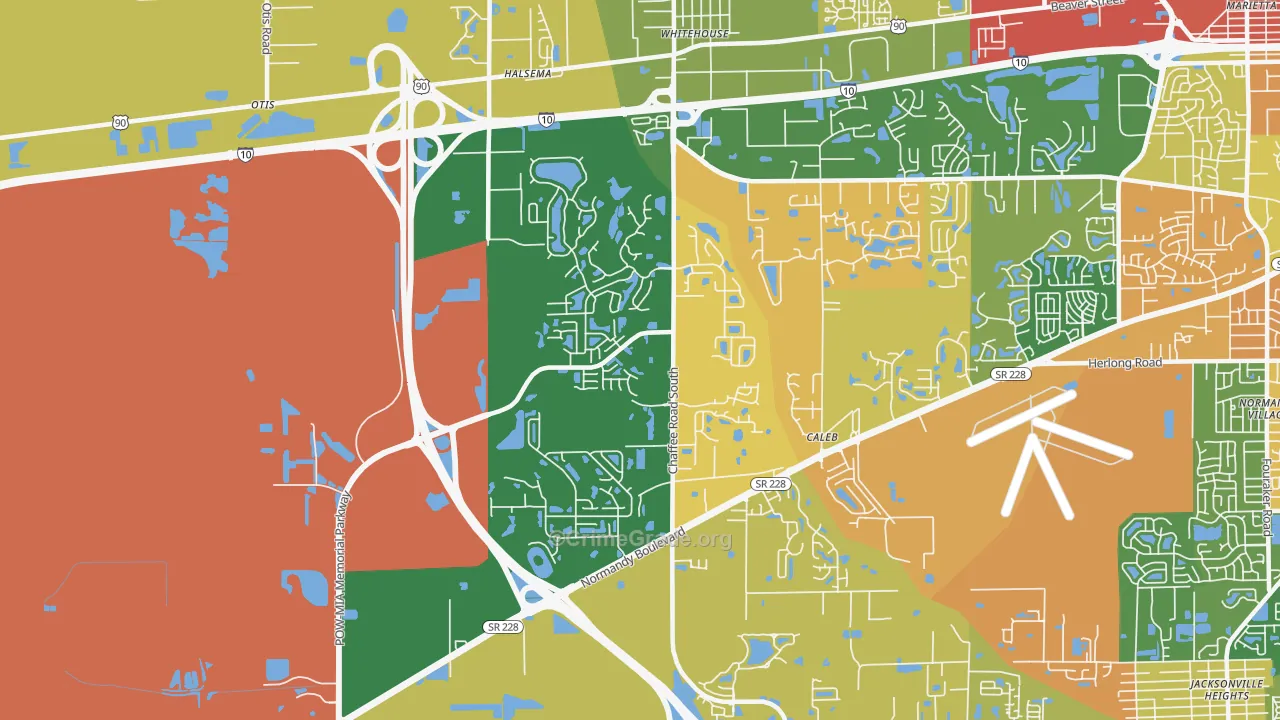 Jacksonville Farms-Terrace, Jacksonville, FL Map of Arson Rates