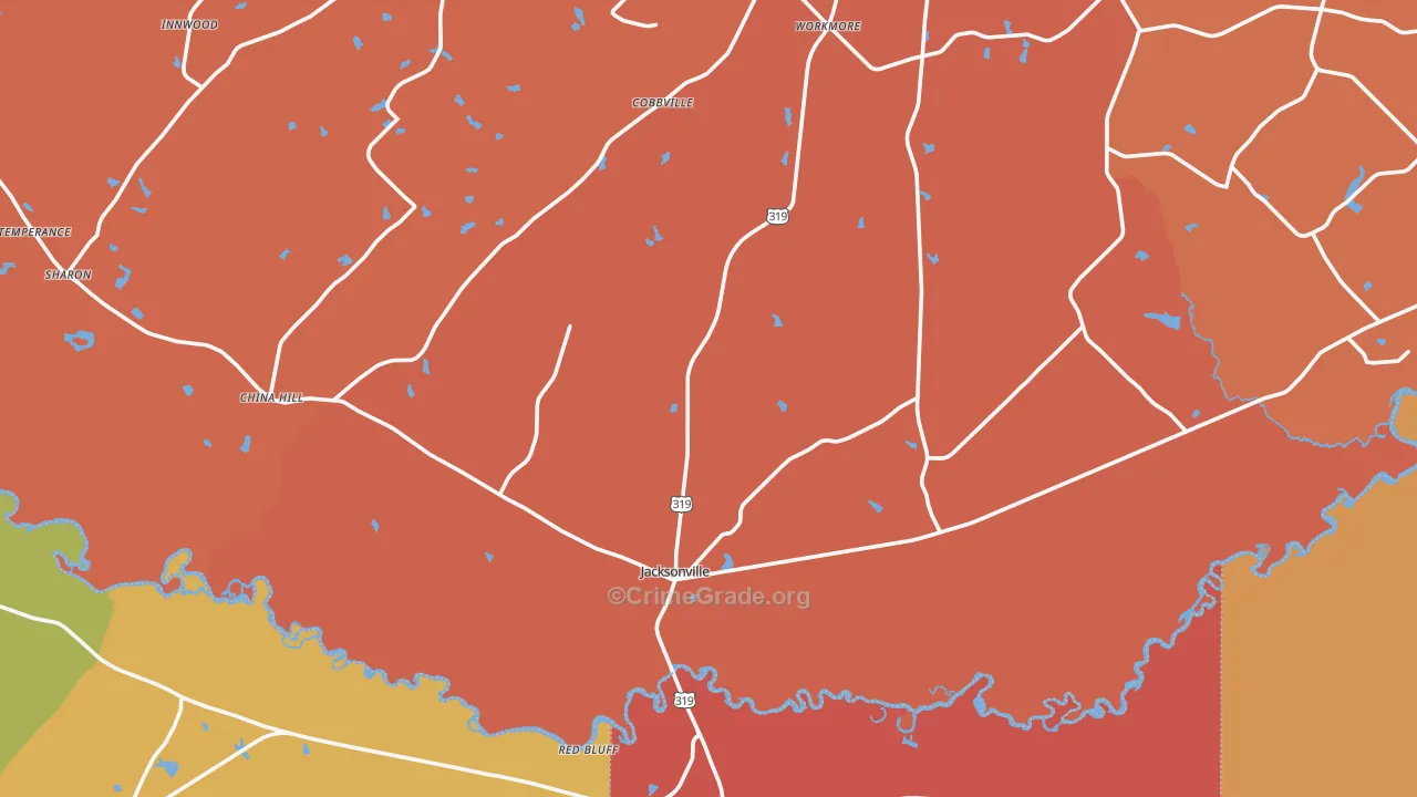 Jacksonville, GA Map of Arson Rates