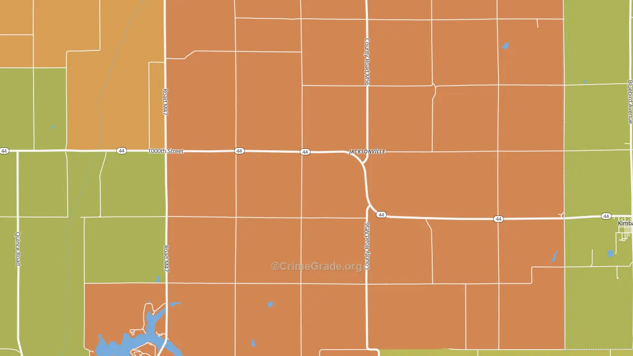 Jacksonville, IA Map of Arson Rates