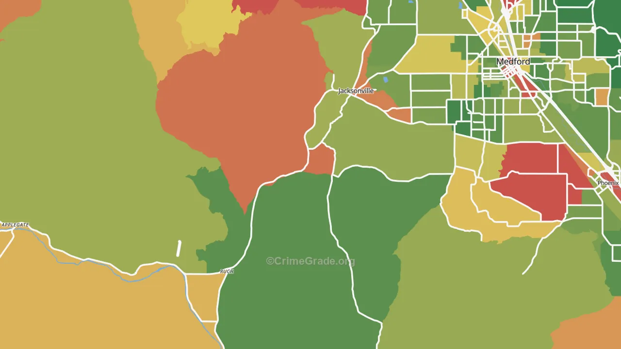 Jacksonville, OR Map of Arson Rates