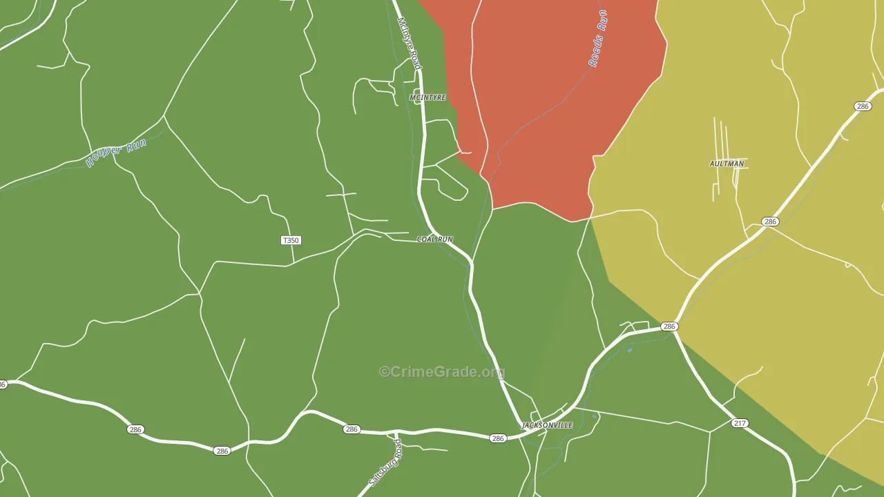 Jacksonville, PA Map of Arson Rates