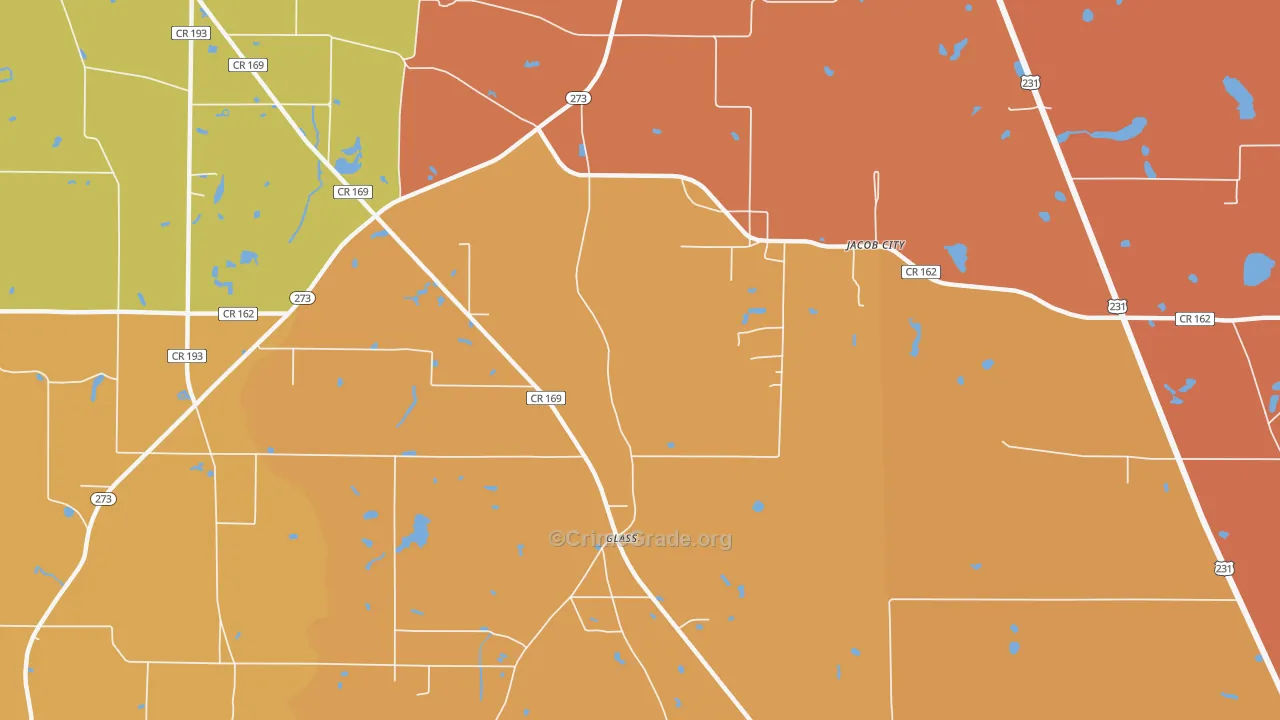 Jacob City, FL Map of Arson Rates
