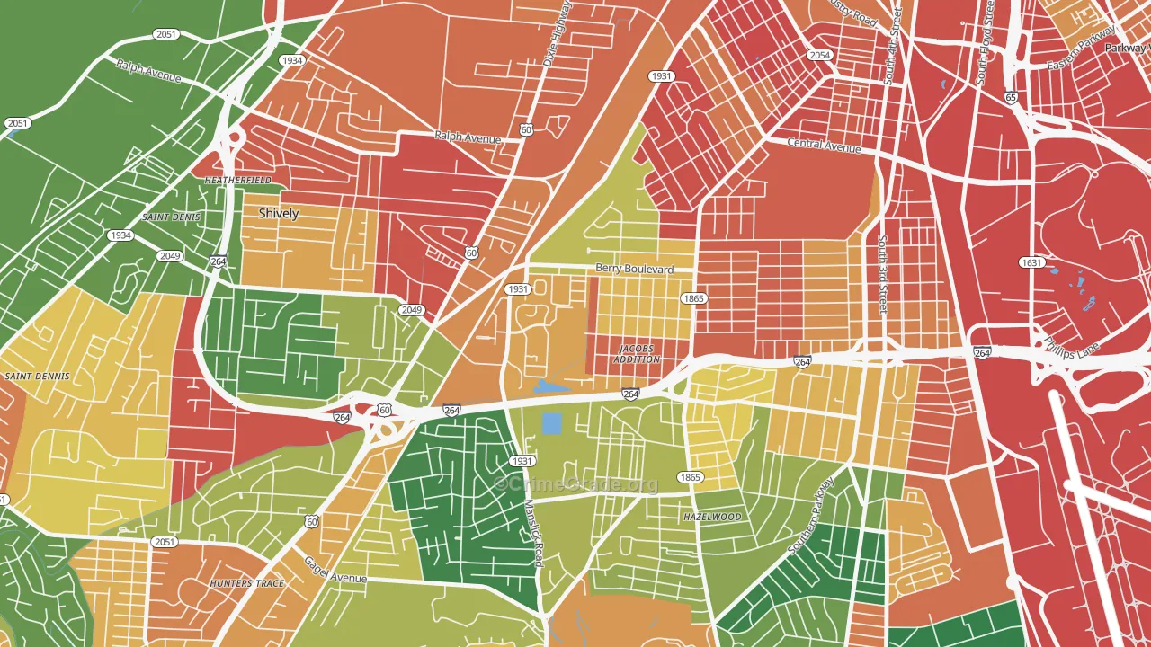 Jacobs, Louisville, KY Map of Arson Rates