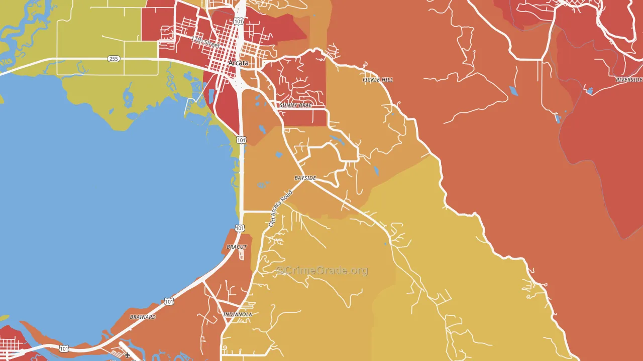 Jacoby Creek, Arcata, CA Map of Arson Rates