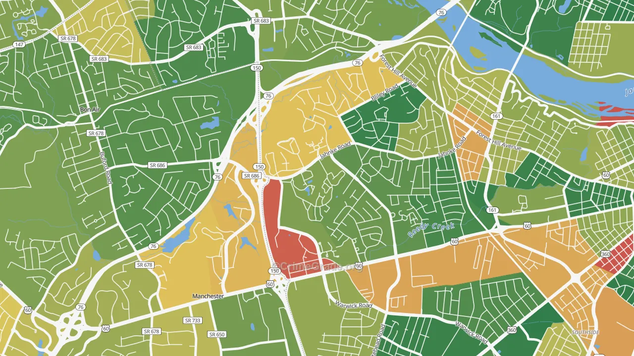Jahnke, Richmond, VA Map of Arson Rates