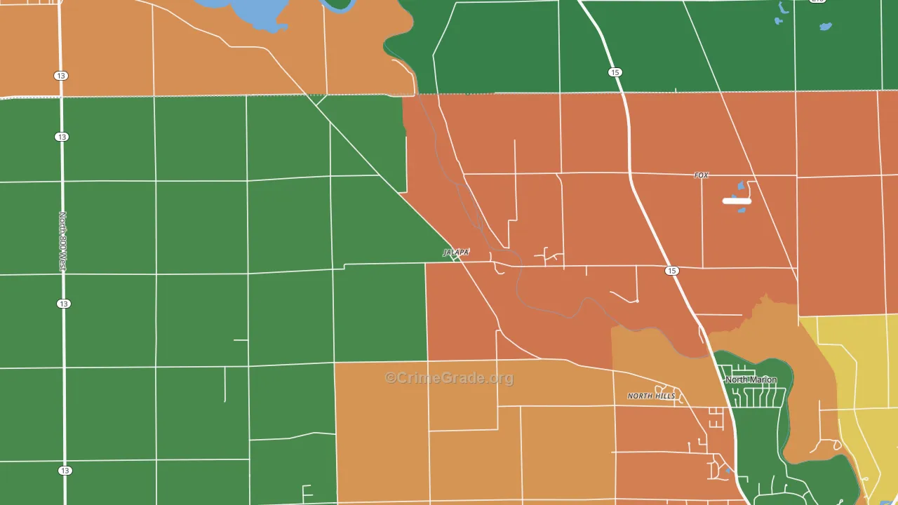 Jalapa, IN Map of Arson Rates