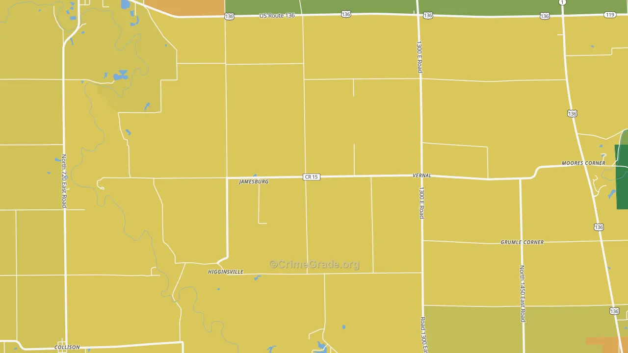 Jamesburg, IL Map of Arson Rates
