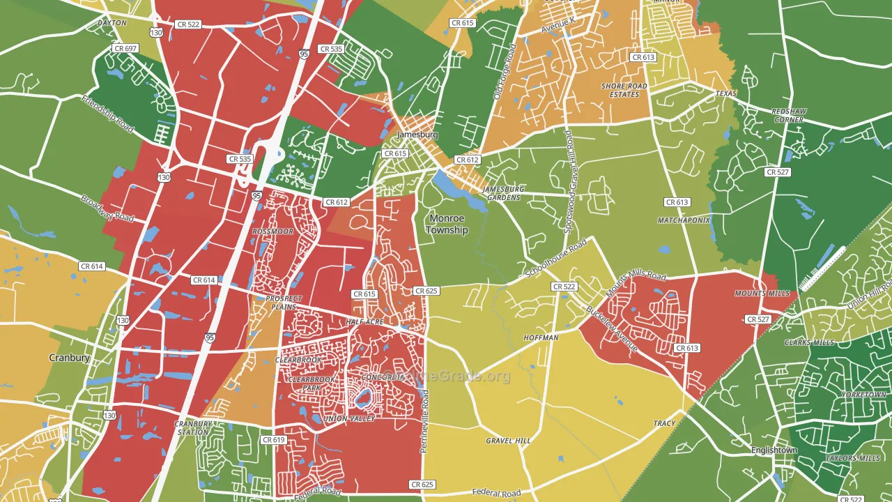 Jamesburg, NJ Map of Arson Rates