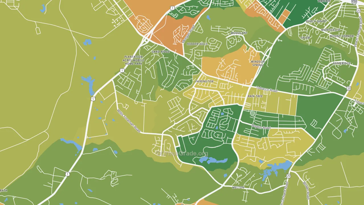 Jamestown, Hephzibah, GA Map of Arson Rates