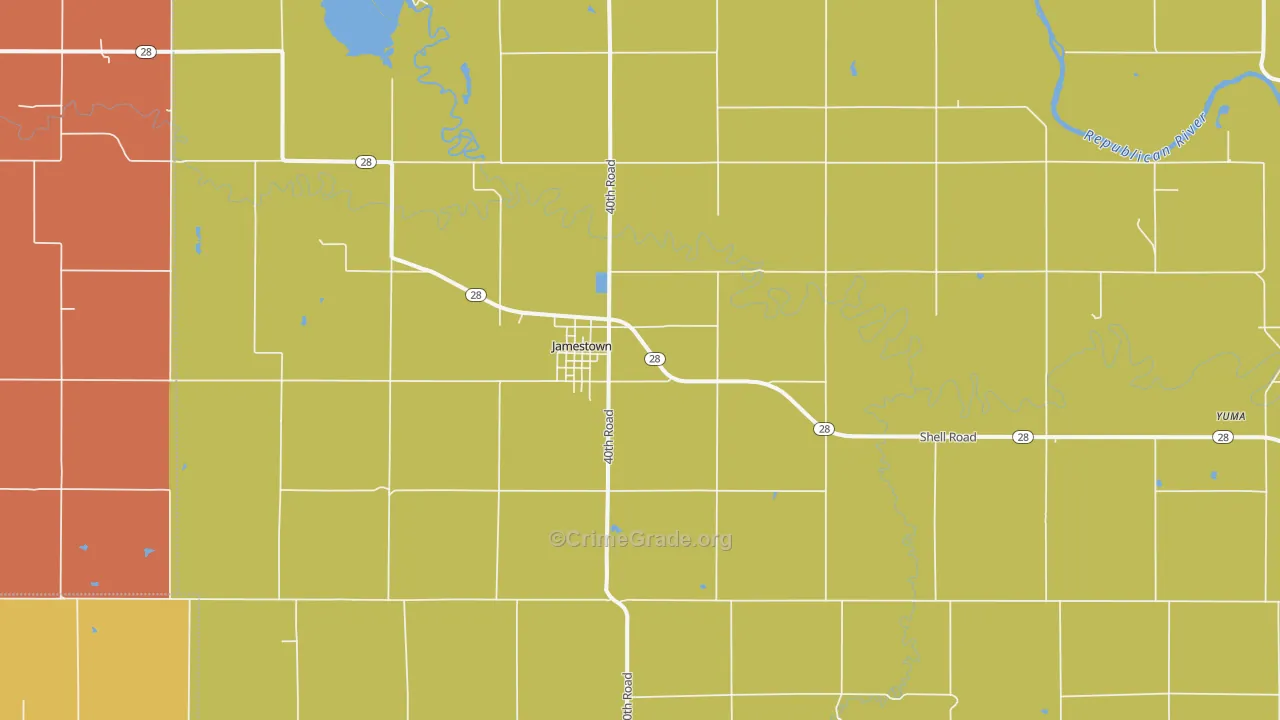 Jamestown, KS Map of Arson Rates