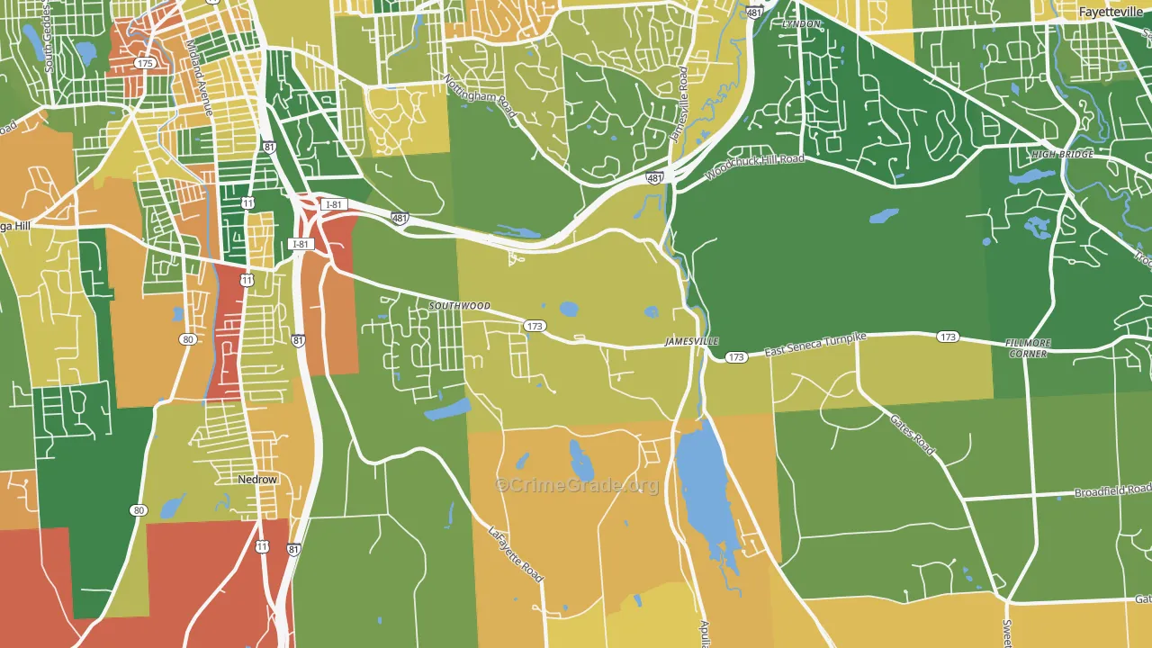 Jamesville, NY Map of Arson Rates