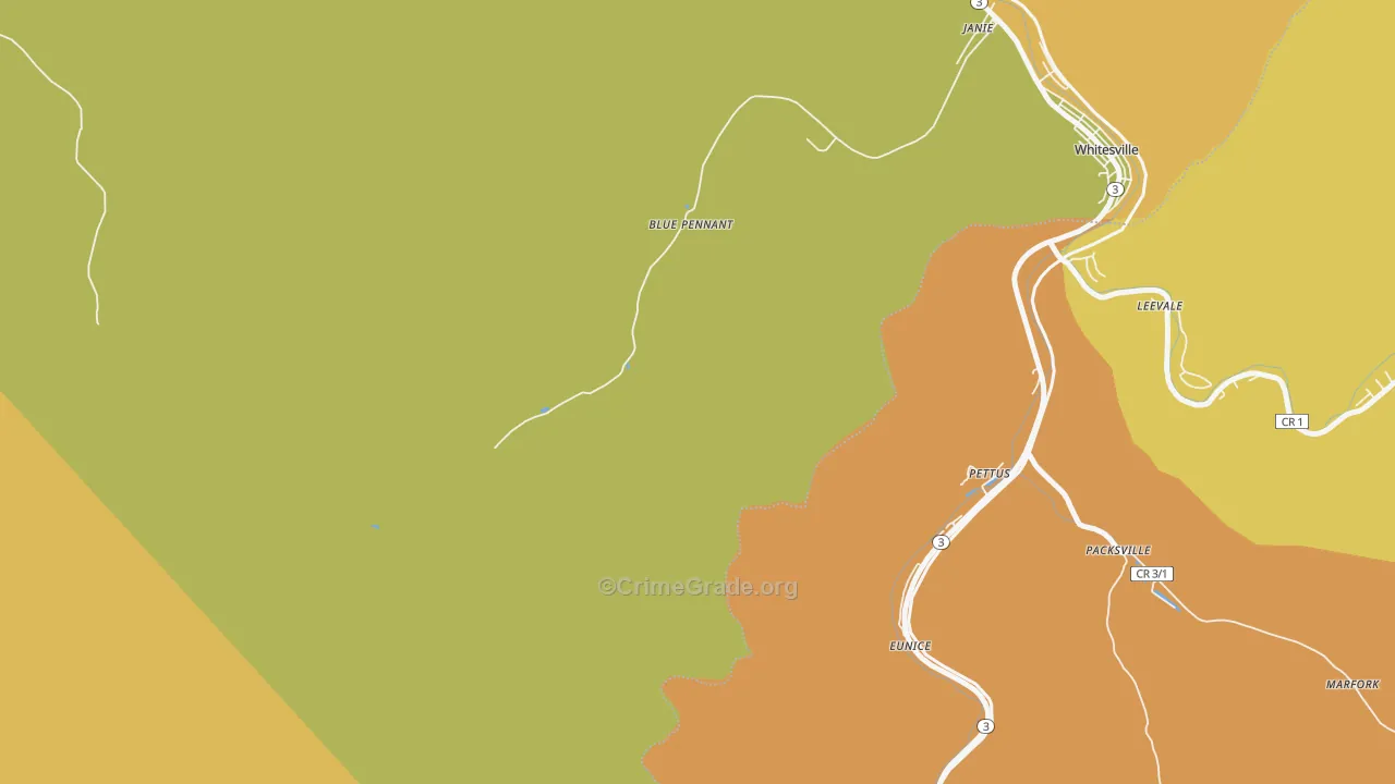 Janie, WV Map of Arson Rates