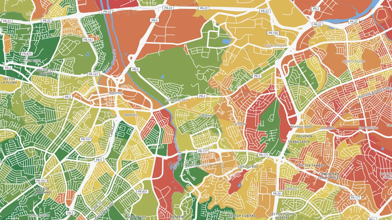 Jardines de Caparra, Bayamon, PR Map of Arson Rates