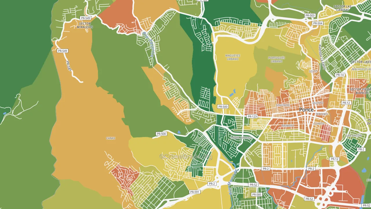 Jardines del Caribe, Ponce, PR Map of Arson Rates