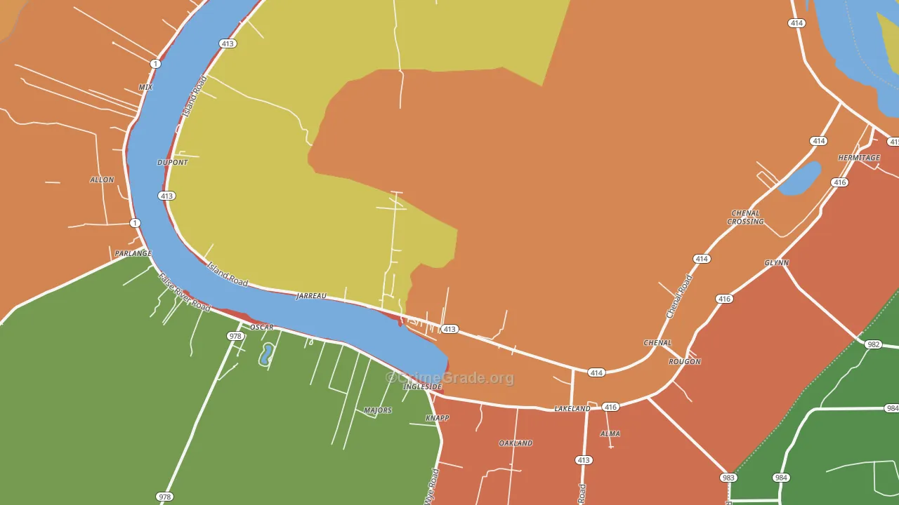 Jarreau, LA Map of Arson Rates